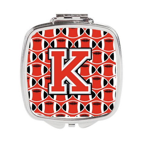 CJ1067-KSCM Letter K Football Scarlet & Grey Compact Mirror