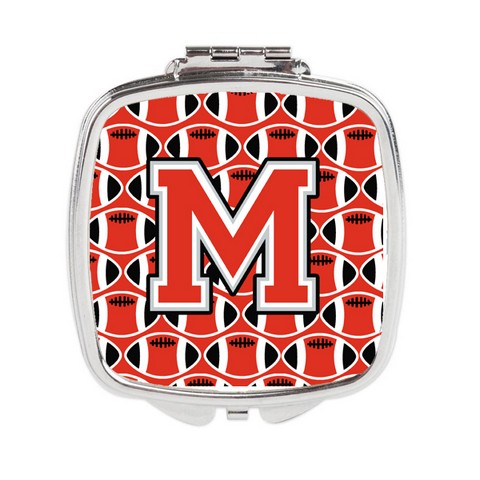CJ1067-MSCM Letter M Football Scarlet & Grey Compact Mirror