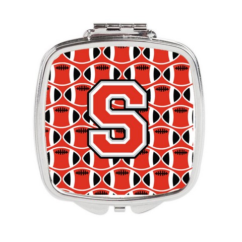 CJ1067-SSCM Letter S Football Scarlet & Grey Compact Mirror
