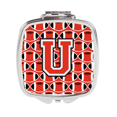 CJ1067-USCM Letter U Football Scarlet & Grey Compact Mirror
