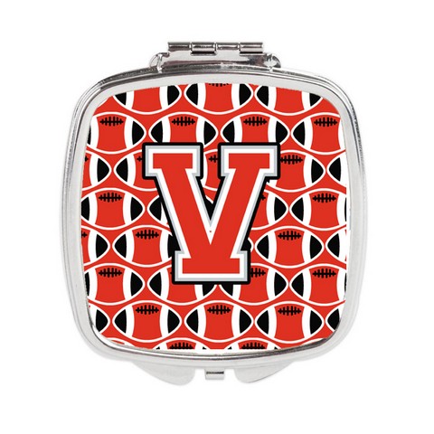 CJ1067-VSCM Letter V Football Scarlet & Grey Compact Mirror