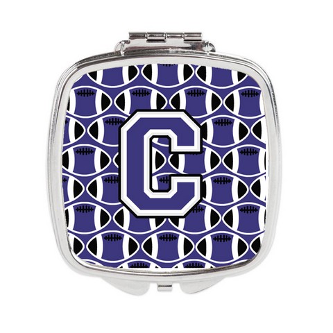 CJ1068-CSCM Letter C Football Purple & White Compact Mirror