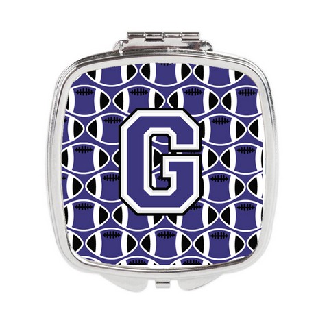 CJ1068-GSCM Letter G Football Purple & White Compact Mirror