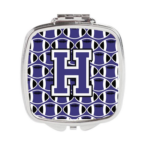 CJ1068-HSCM Letter H Football Purple & White Compact Mirror