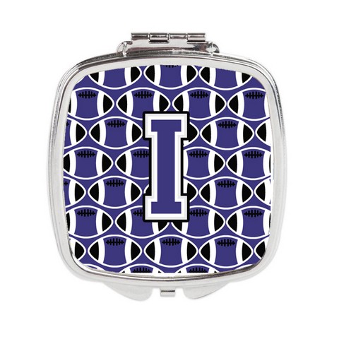 Letter I Football Purple & White Compact Mirror