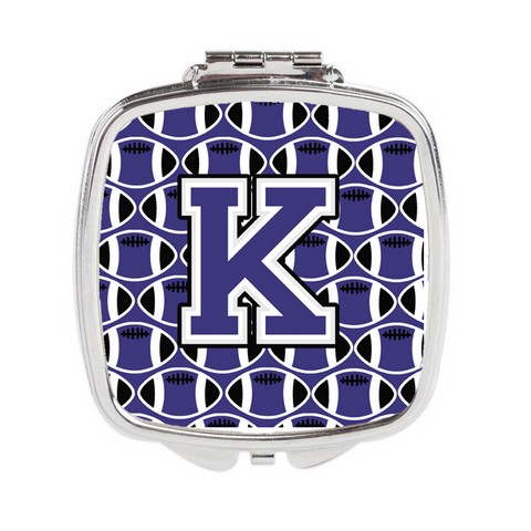 CJ1068-KSCM Letter K Football Purple & White Compact Mirror