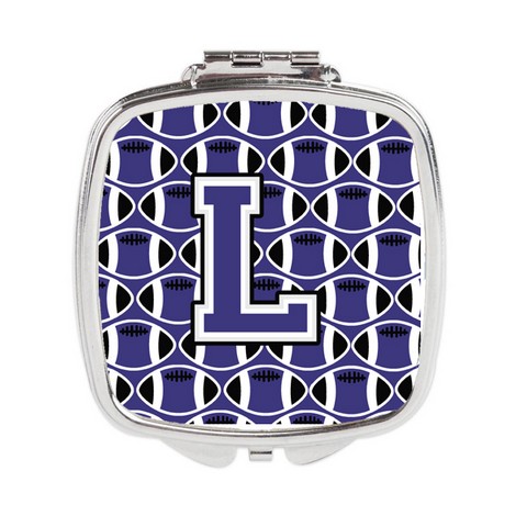 CJ1068-LSCM Letter L Football Purple & White Compact Mirror