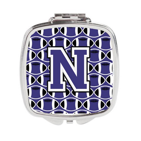 Letter N Football Purple & White Compact Mirror