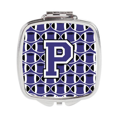 CJ1068-PSCM Letter P Football Purple & White Compact Mirror