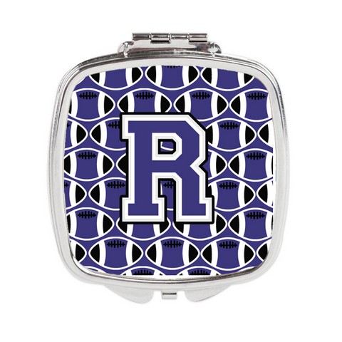 Letter R Football Purple & White Compact Mirror - Purple & White