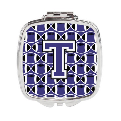 CJ1068-TSCM Letter T Football Purple & White Compact Mirror