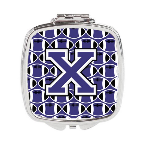 Letter X Football Purple & White Compact Mirror - Purple & White