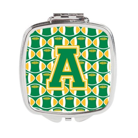 Letter A Football Green & Gold Compact Mirror