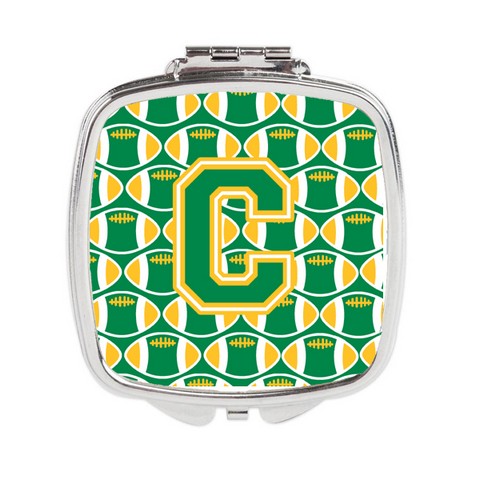 Letter C Football Green & Gold Compact Mirror