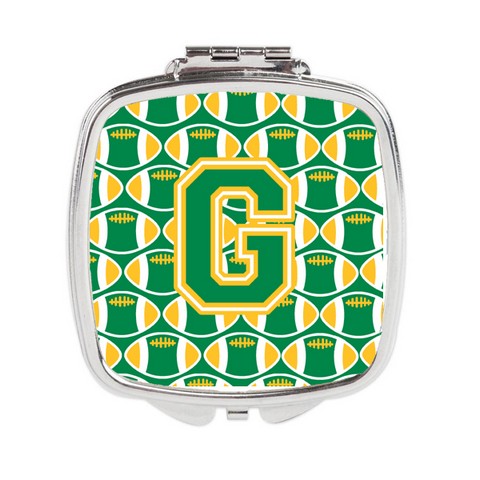 Letter G Football Green & Gold Compact Mirror