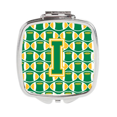 Letter I Football Green & Gold Compact Mirror