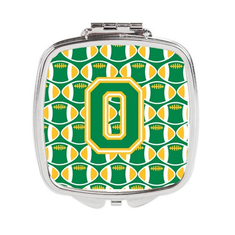 Letter O Football Green & Gold Compact Mirror