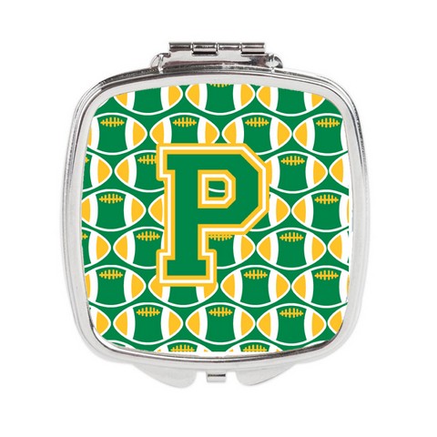 Letter P Football Green & Gold Compact Mirror