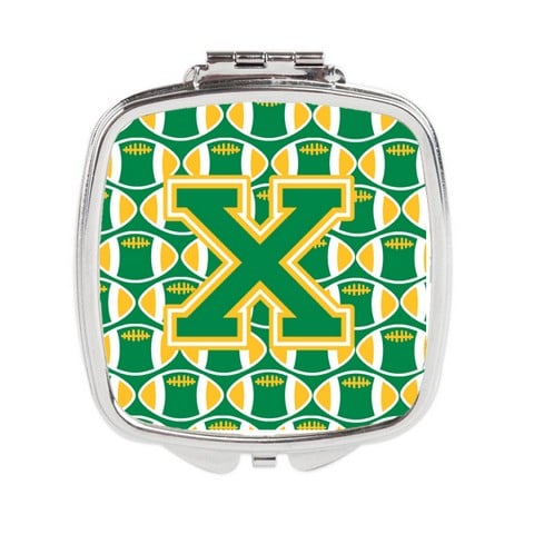 Letter X Football Green & Gold Compact Mirror