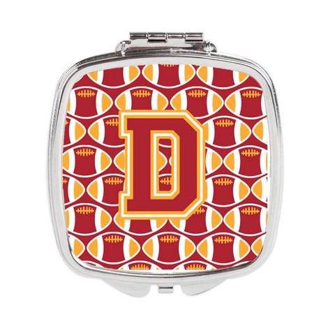 Letter D Football Cardinal & Gold Compact Mirror