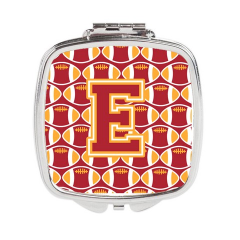 Letter E Football Cardinal & Gold Compact Mirror