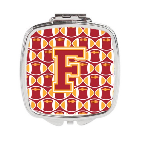 Letter F Football Cardinal & Gold Compact Mirror