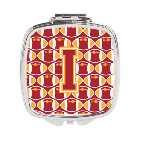 Letter I Football Cardinal & Gold Compact Mirror