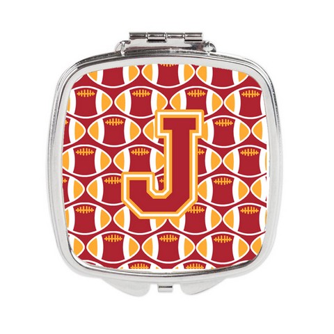 Letter J Football Cardinal & Gold Compact Mirror