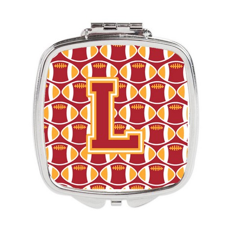 CJ1070-LSCM Letter L Football Cardinal & Gold Compact Mirror