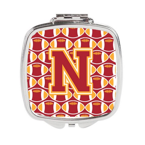 Letter N Football Cardinal & Gold Compact Mirror