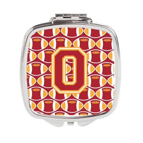 Letter O Football Cardinal & Gold Compact Mirror