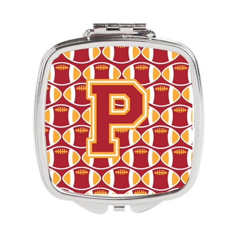 Letter P Football Cardinal & Gold Compact Mirror