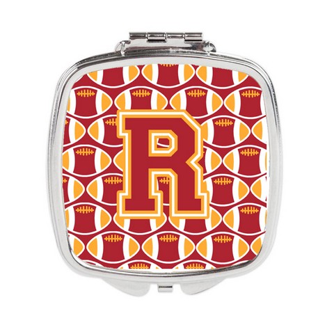 Letter R Football Cardinal & Gold Compact Mirror
