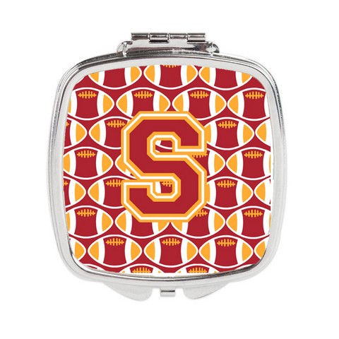CJ1070-SSCM Letter S Football Cardinal & Gold Compact Mirror