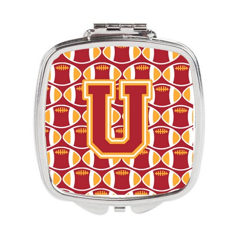 CJ1070-USCM Letter U Football Cardinal & Gold Compact Mirror