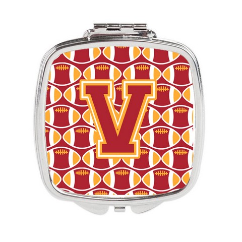 Letter V Football Cardinal & Gold Compact Mirror