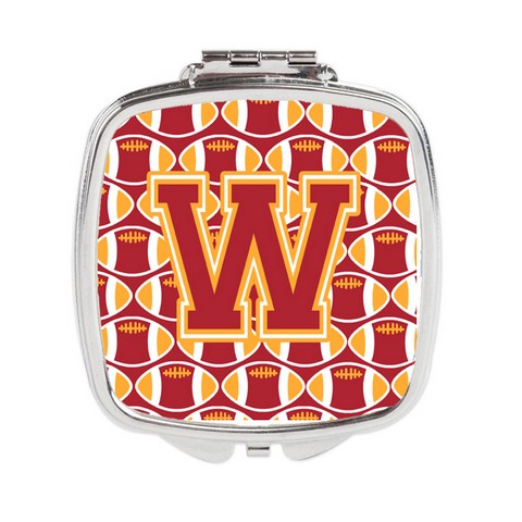 Letter W Football Cardinal & Gold Compact Mirror