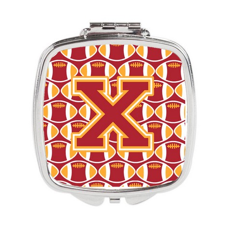 Letter X Football Cardinal & Gold Compact Mirror