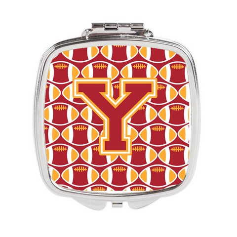 Letter Y Football Cardinal & Gold Compact Mirror