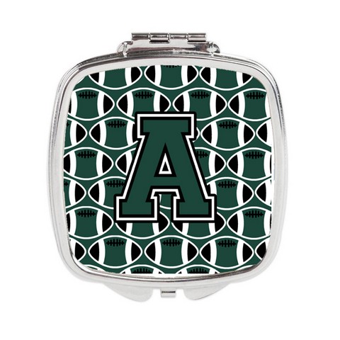 Letter A Football Green & White Compact Mirror