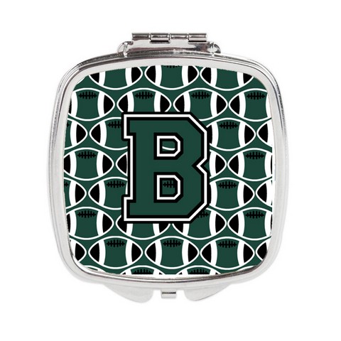 Letter B Football Green & White Compact Mirror