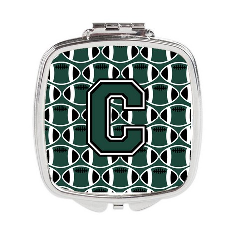 Letter C Football Green & White Compact Mirror