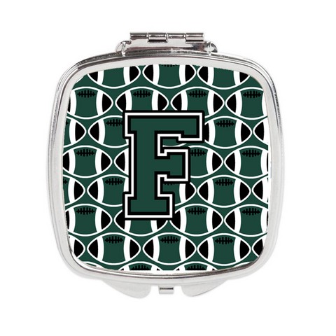 Letter F Football Green & White Compact Mirror