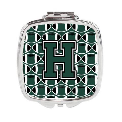 CJ1071-HSCM Letter H Football Green & White Compact Mirror