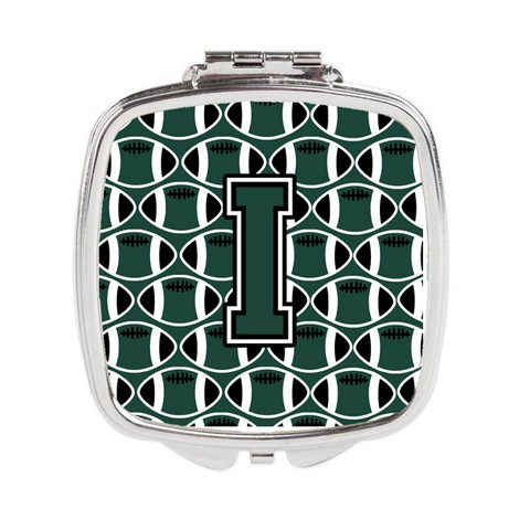 Letter I Football Green & White Compact Mirror