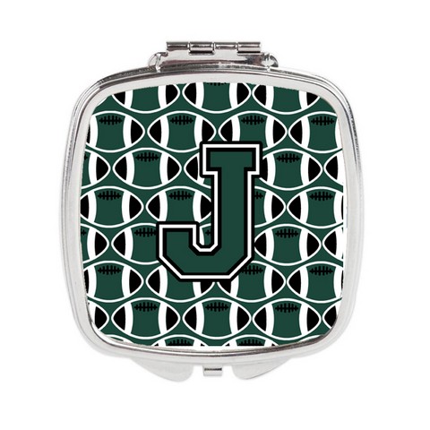 Letter J Football Green & White Compact Mirror
