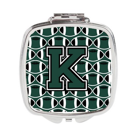 Letter K Football Green & White Compact Mirror