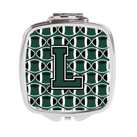 Letter L Football Green & White Compact Mirror