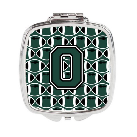 Letter O Football Green & White Compact Mirror