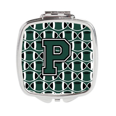Letter P Football Green & White Compact Mirror